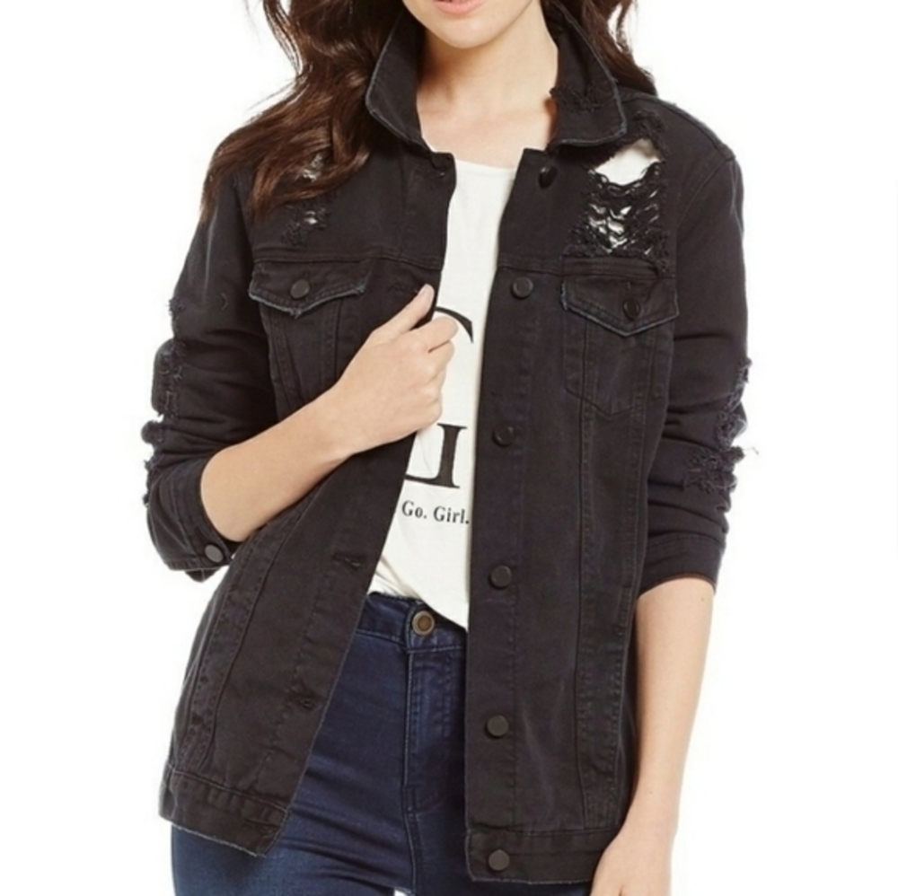 Gianni Bini Distressed Denim Jacket